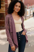 Plum Luxe Suede Cardigan - Charming Charlie