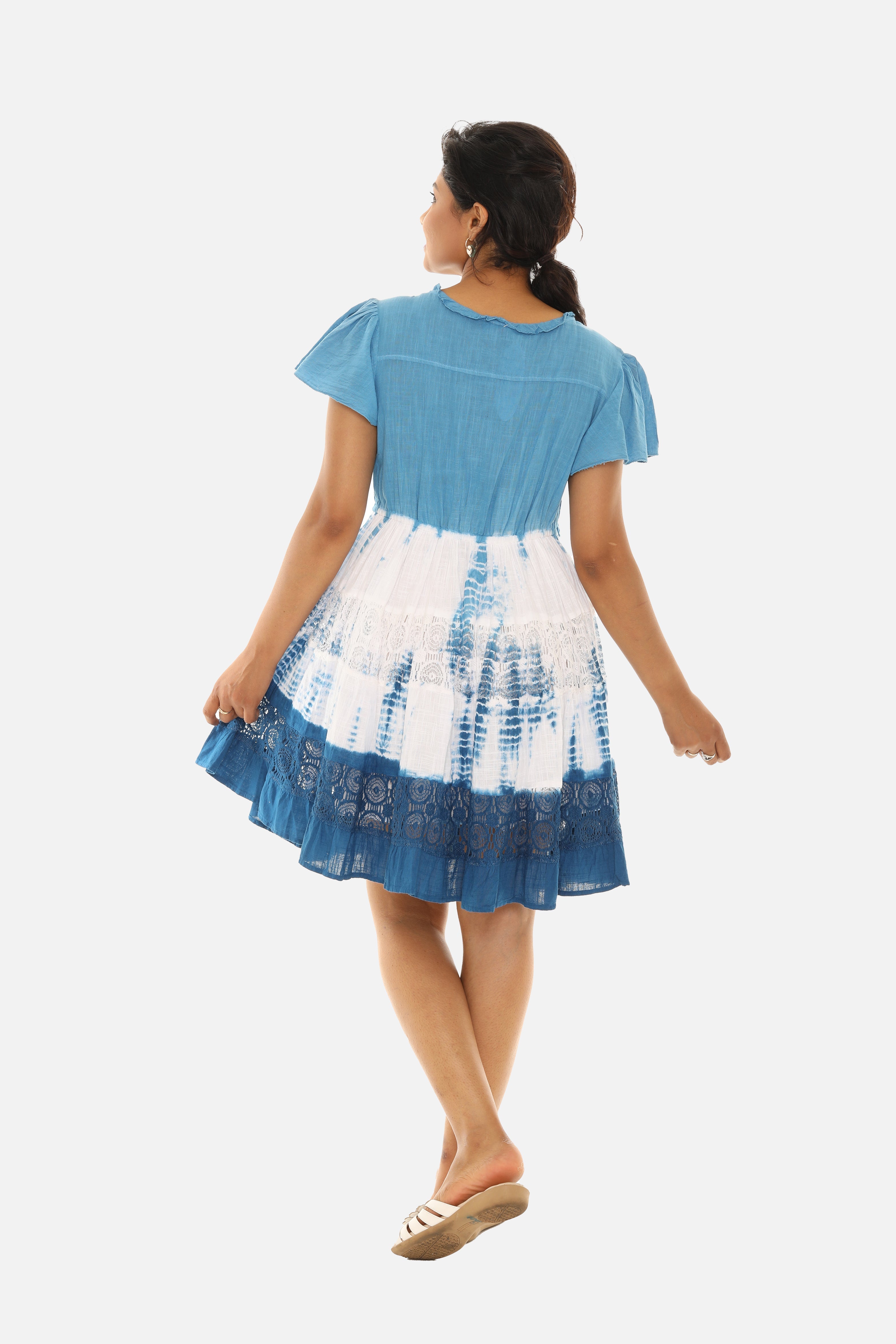 Ombr Lace Flutter-Sleeve Empire-Waist Dress M / BLUE/DARK BLUE Ombr Lace Flutter-Sleeve Empire-Waist Dress M / BLUE/DARK BLUE