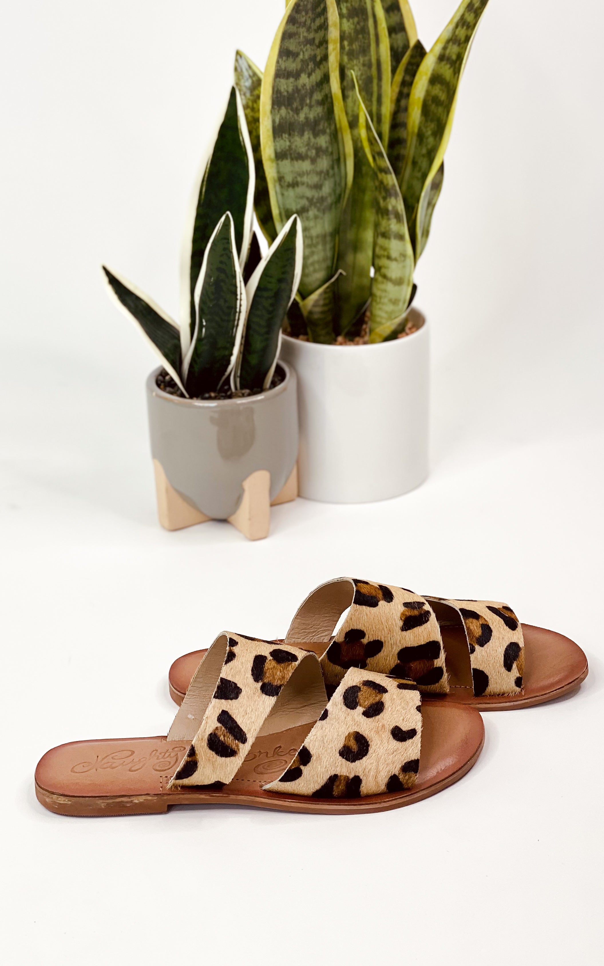 Spirited Dual Strap Slide in Leopard - Charming Charlie