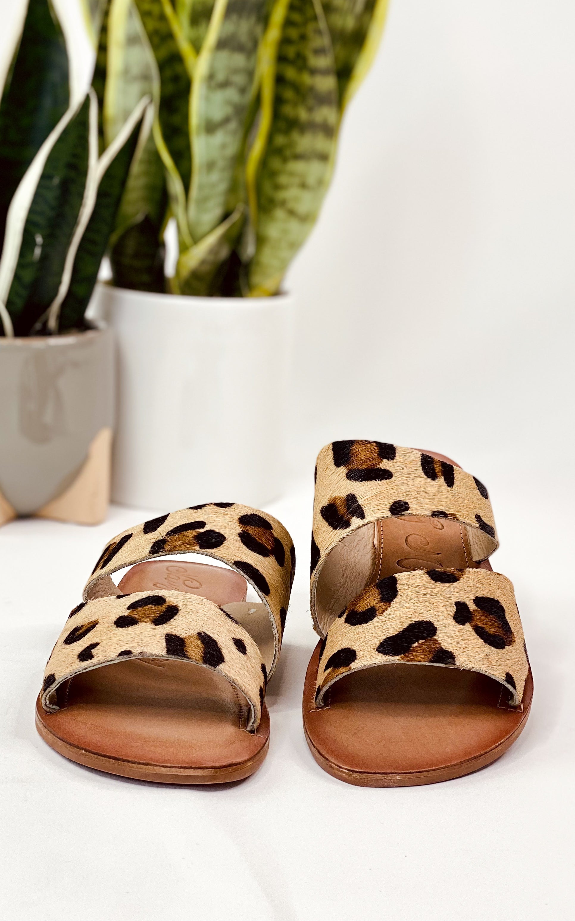 Spirited Dual Strap Slide in Leopard - Charming Charlie