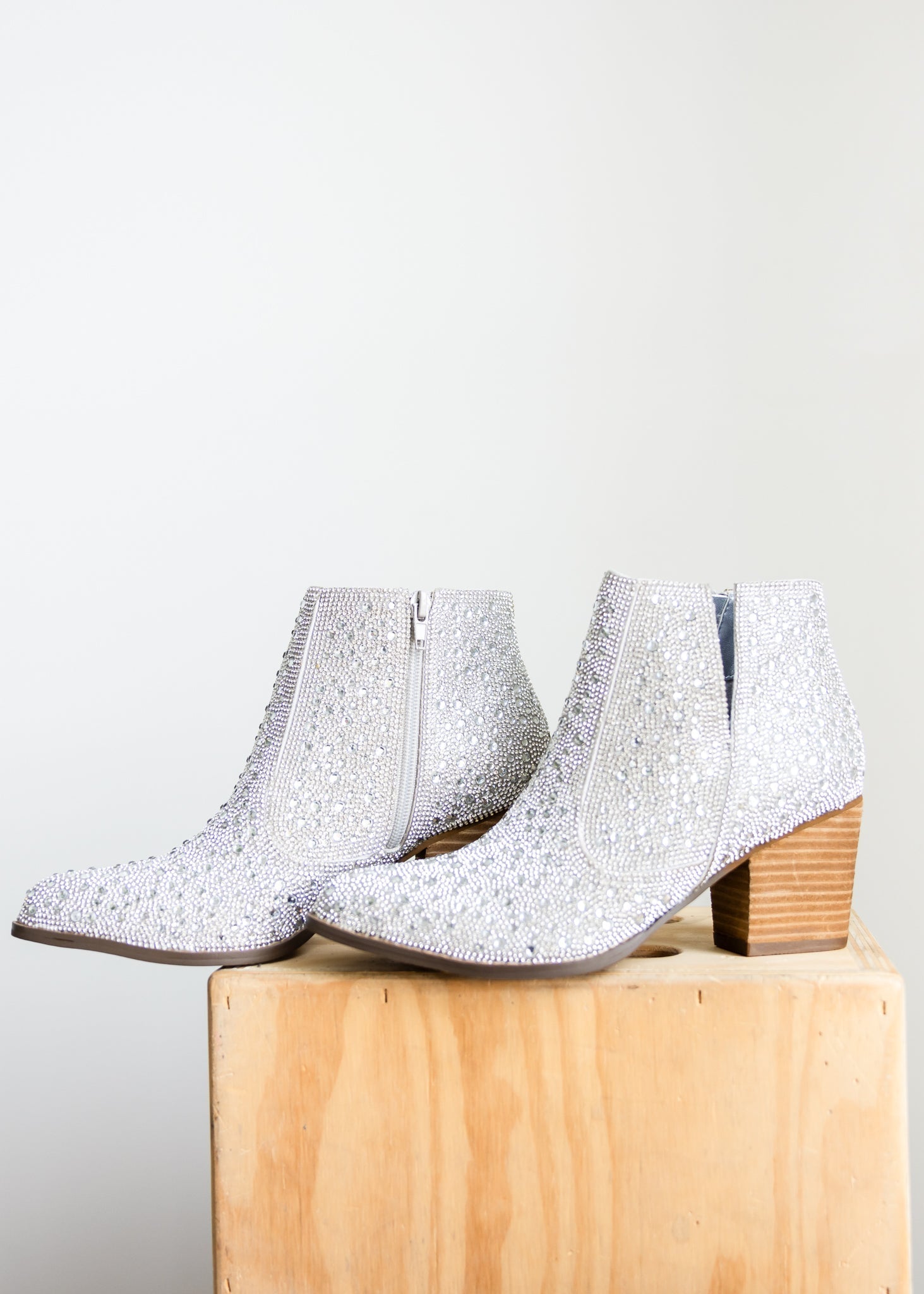 Shine Star Rhinestone Bootie in Silver - Charming Charlie