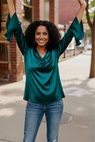 Teal Temptation Silk Blouse - Charming Charlie
