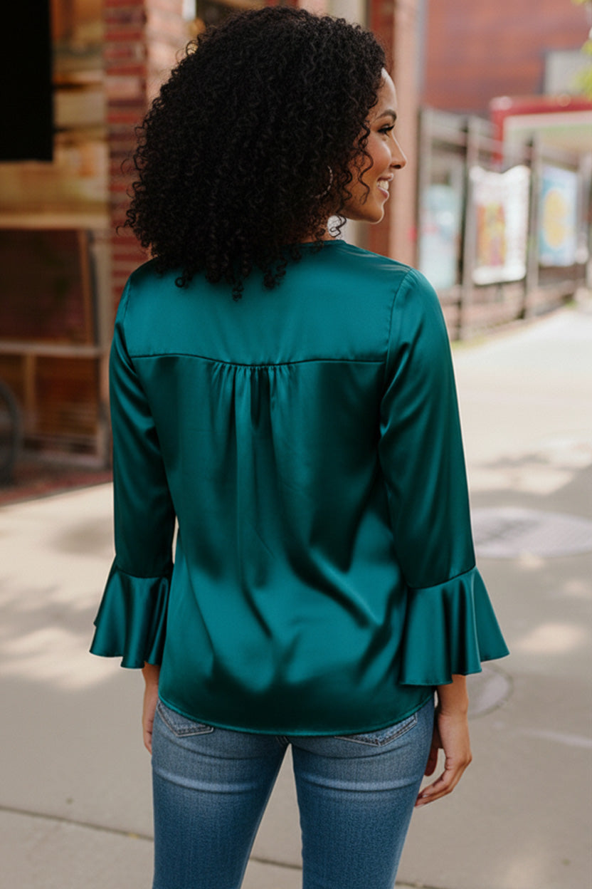 Teal Temptation Silk Blouse - Charming Charlie