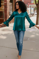 Teal Temptation Silk Blouse - Charming Charlie