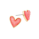 Pink Trendy Fashionable Druzy Heart Stud Earrings, put on a pop of color to complete your ensemble. Perfect for adding just the right amount of shimmer & shine and a touch of class to special events. Perfect Birthday Gift, Anniversary Gift, Mother's Day Gift, Graduation Gift.