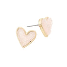 White Trendy Fashionable Druzy Heart Stud Earrings, put on a pop of color to complete your ensemble. Perfect for adding just the right amount of shimmer & shine and a touch of class to special events. Perfect Birthday Gift, Anniversary Gift, Mother's Day Gift, Graduation Gift.