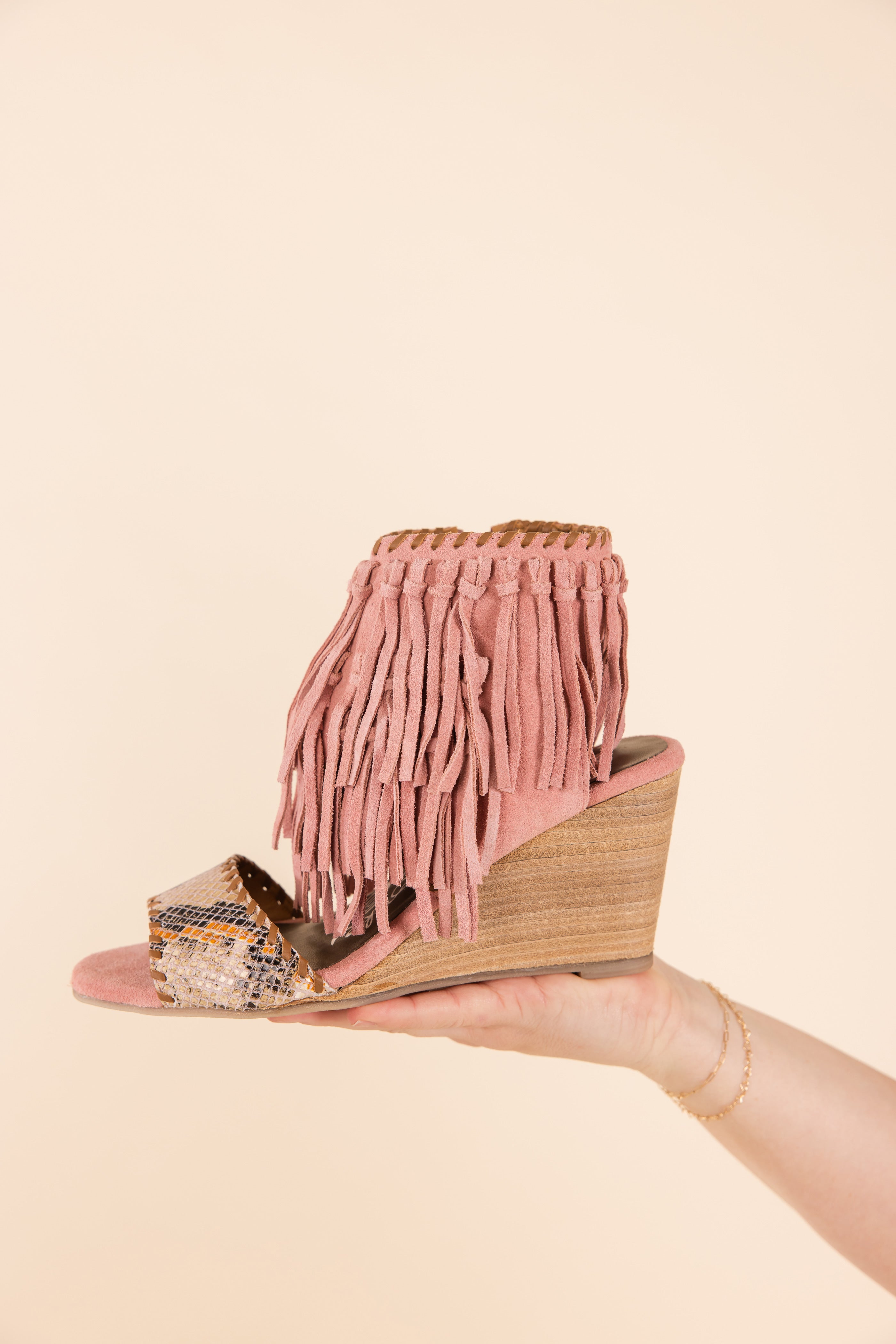 True Fringe Wedge in Blush - Charming Charlie