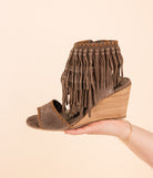 True Fringe Wedge in Taupe - Charming Charlie