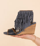 True Fringe Wedge in Denim - Charming Charlie
