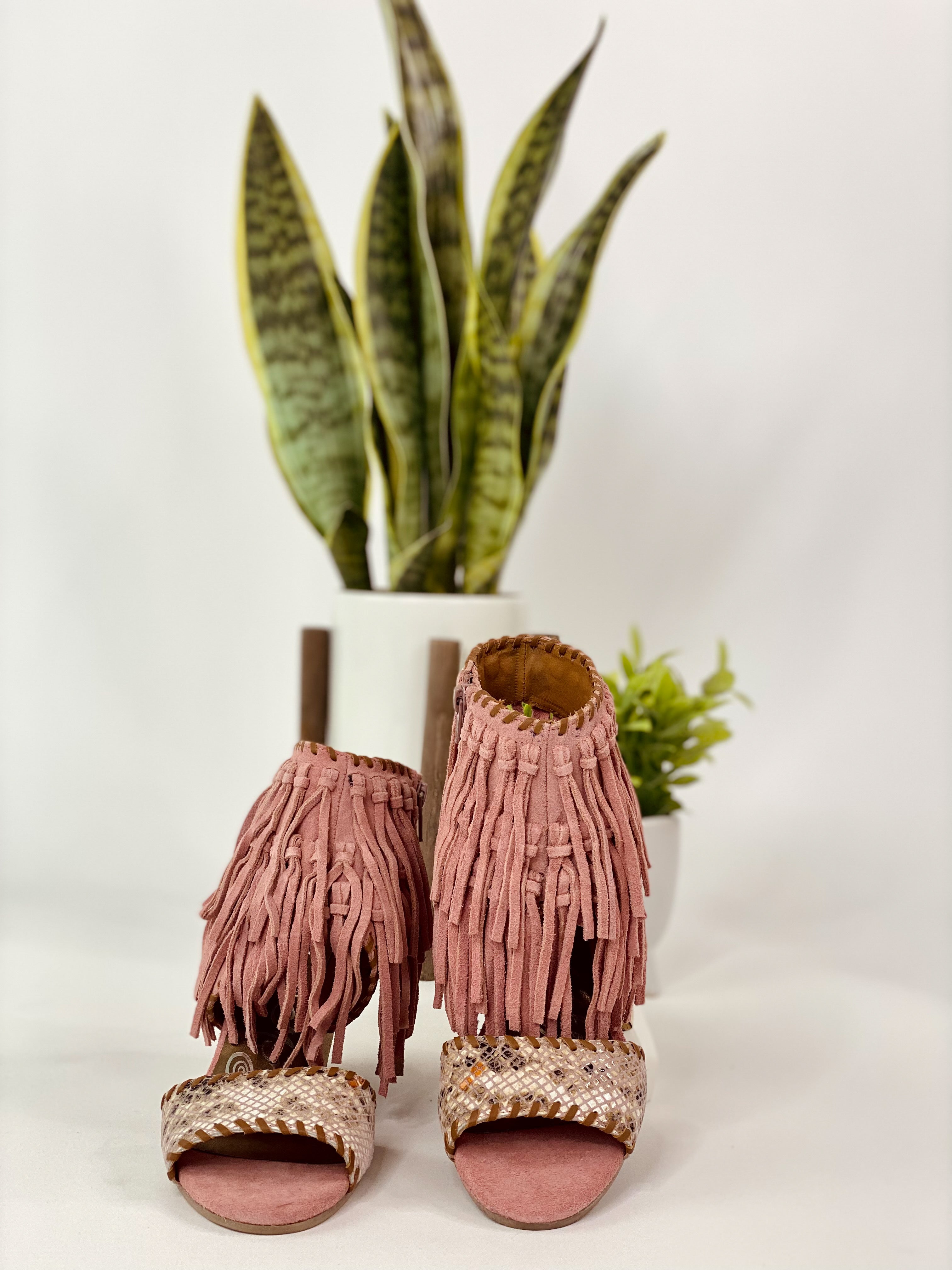 True Fringe Wedge in Blush - Charming Charlie