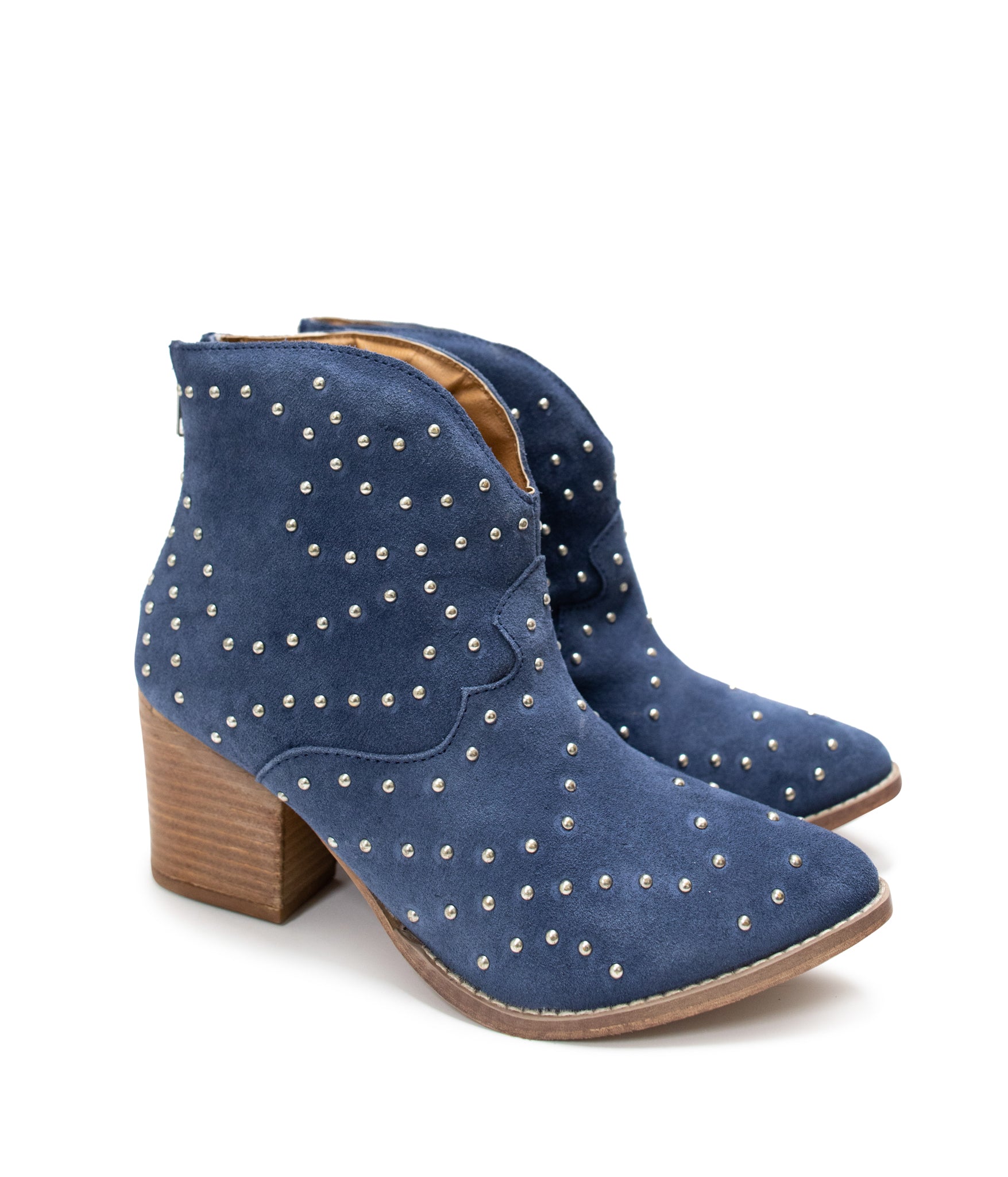 Twilight Studded Heeled Ankle Boot in Denim - Charming Charlie