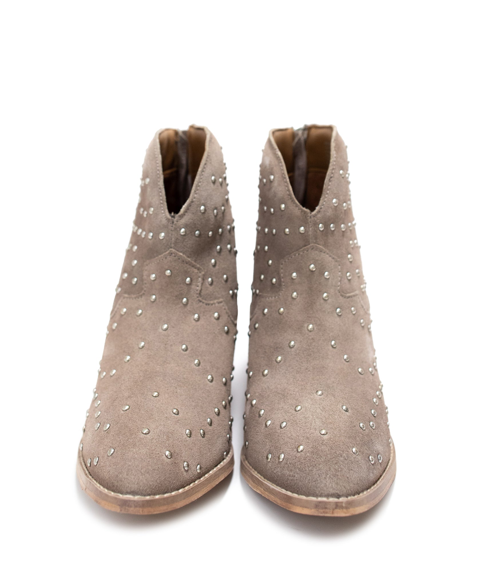 Twilight Studded Heeled Ankle Boot in Taupe - Charming Charlie