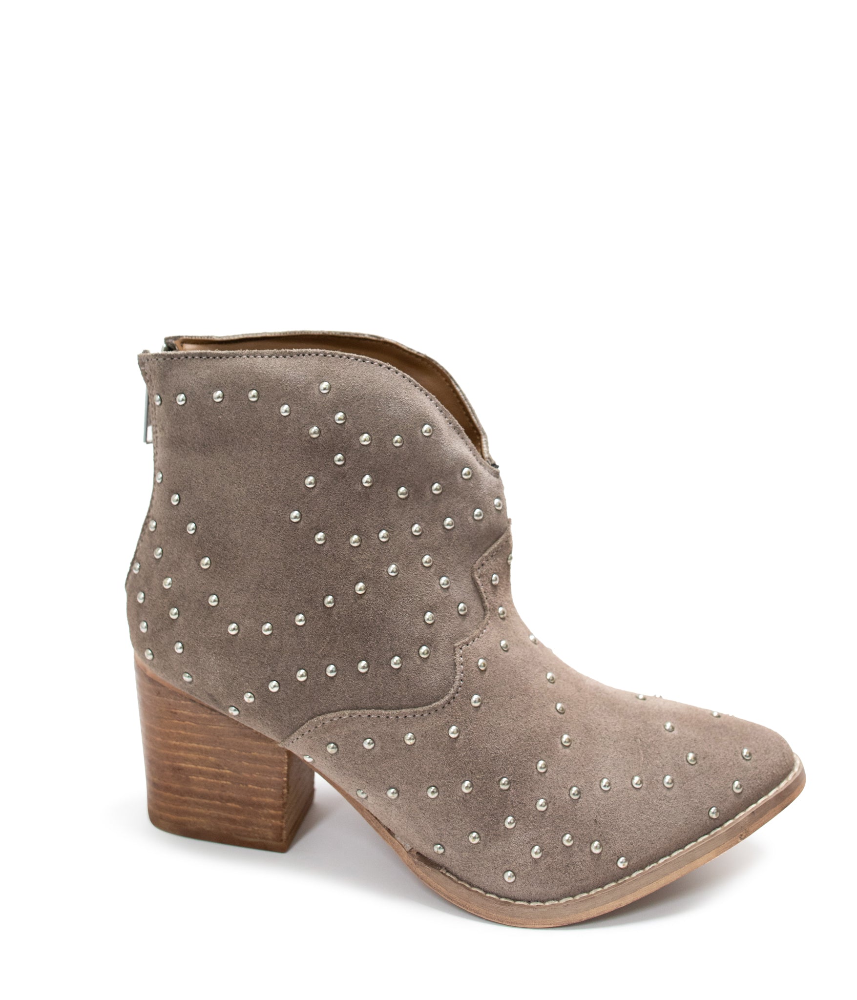 Twilight Studded Heeled Ankle Boot in Taupe - Charming Charlie