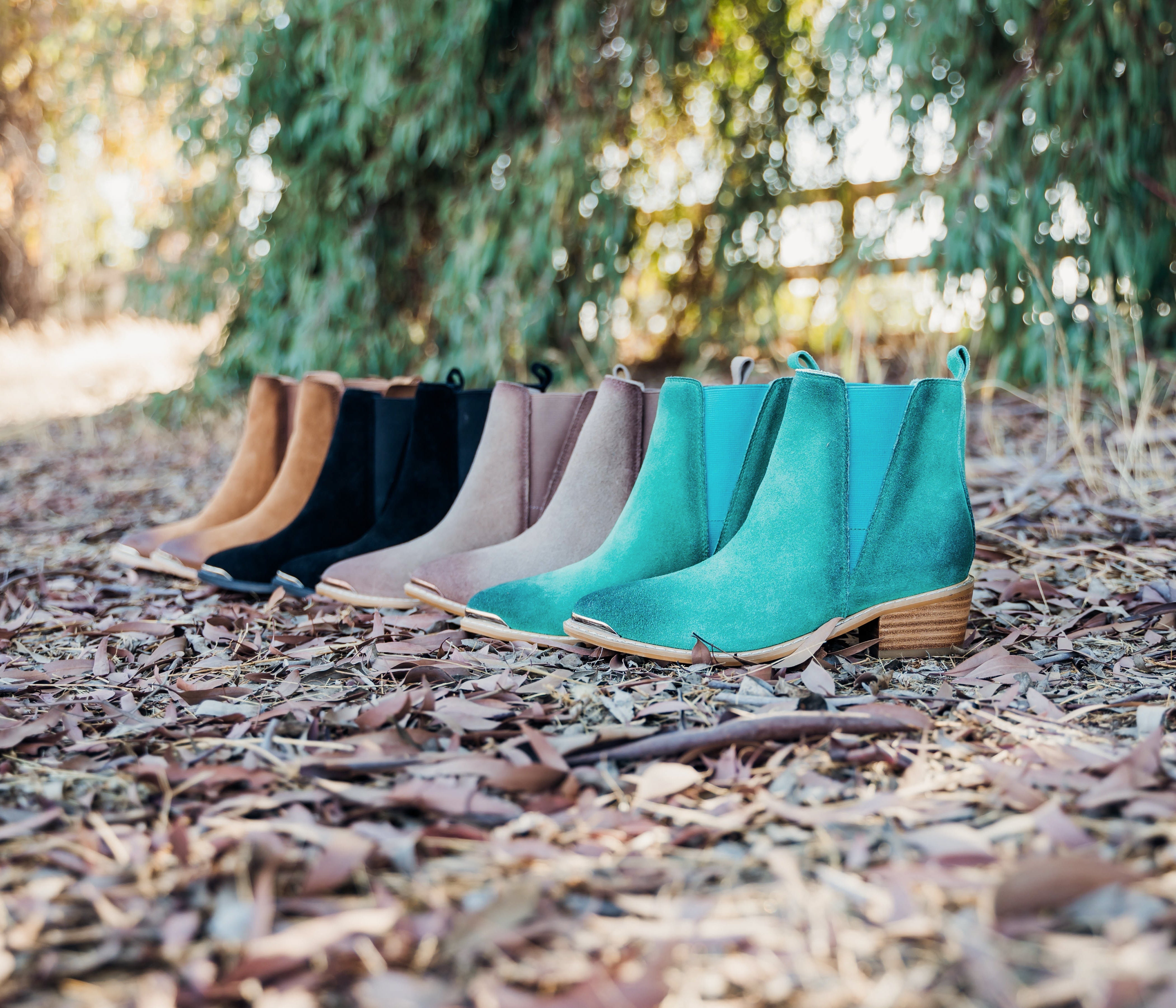 Wylie Suede Ankle Boot in Teal - Charming Charlie