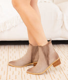 Wylie Suede Ankle Boot in Taupe - Charming Charlie