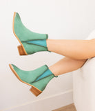 Wylie Suede Ankle Boot in Teal - Charming Charlie