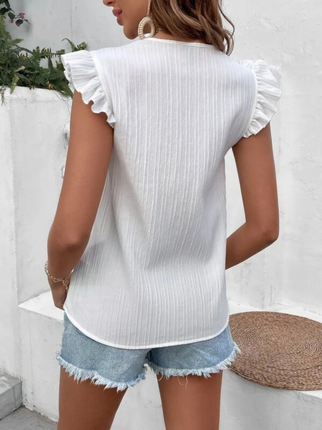 Full Size Ruffled V-Neck Tank - Charming Charlie