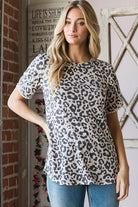 Heimish Leopard Round Neck Petal Sleeve T-Shirt - Charming Charlie
