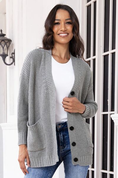 Button Up Long Sleeve Cardigan with Pockets – Charming Charlie