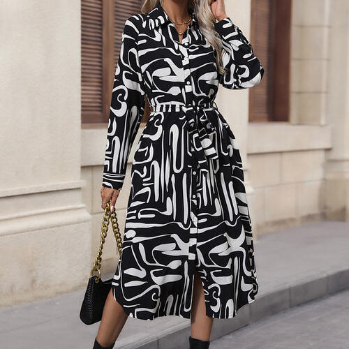 long sleeve tie front shirt dress Liam Tie-Front Shirt Dress Ivory Vegan Leather