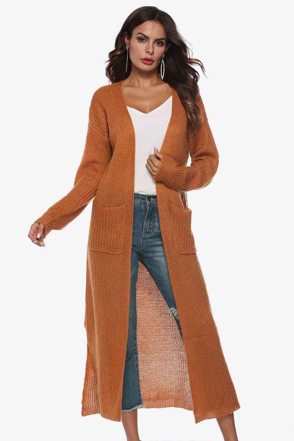 Long Sleeve Open Front Buttoned Cardigan - Charming Charlie