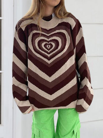 Mock Neck Sweater With Embroidered Hearts