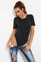 Round Neck Short Sleeve Bodysuit - Charming Charlie