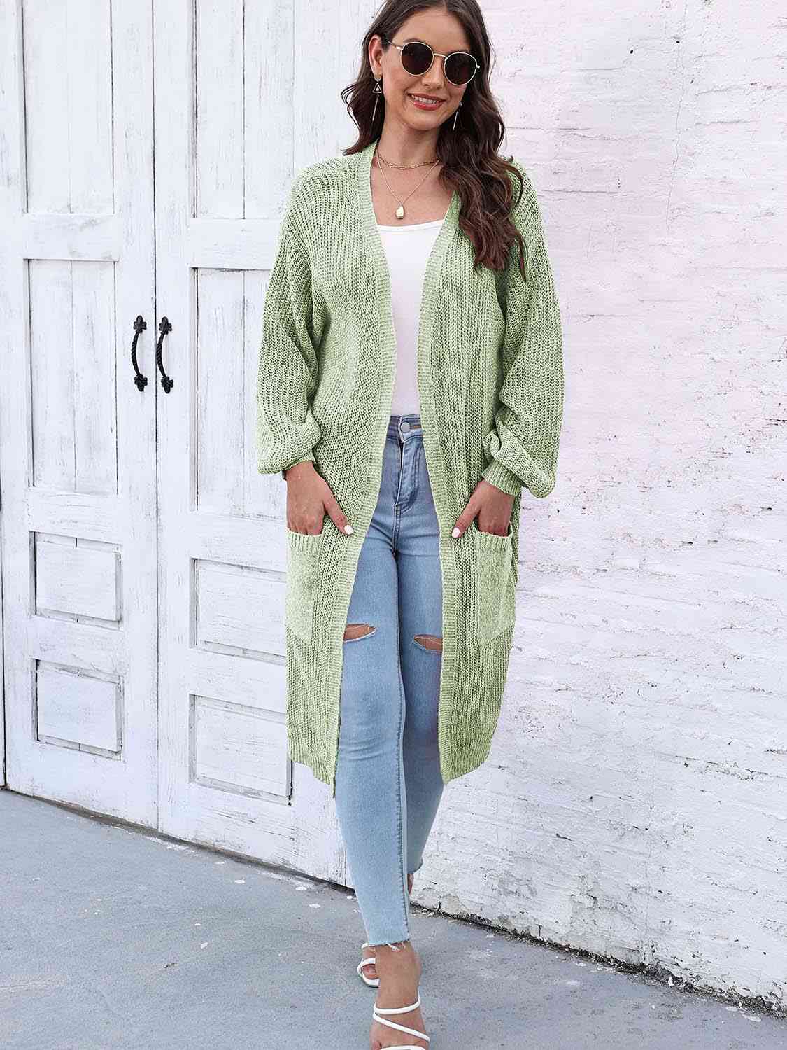 Open Front Longline Cardigan with Pockets - Charming Charlie