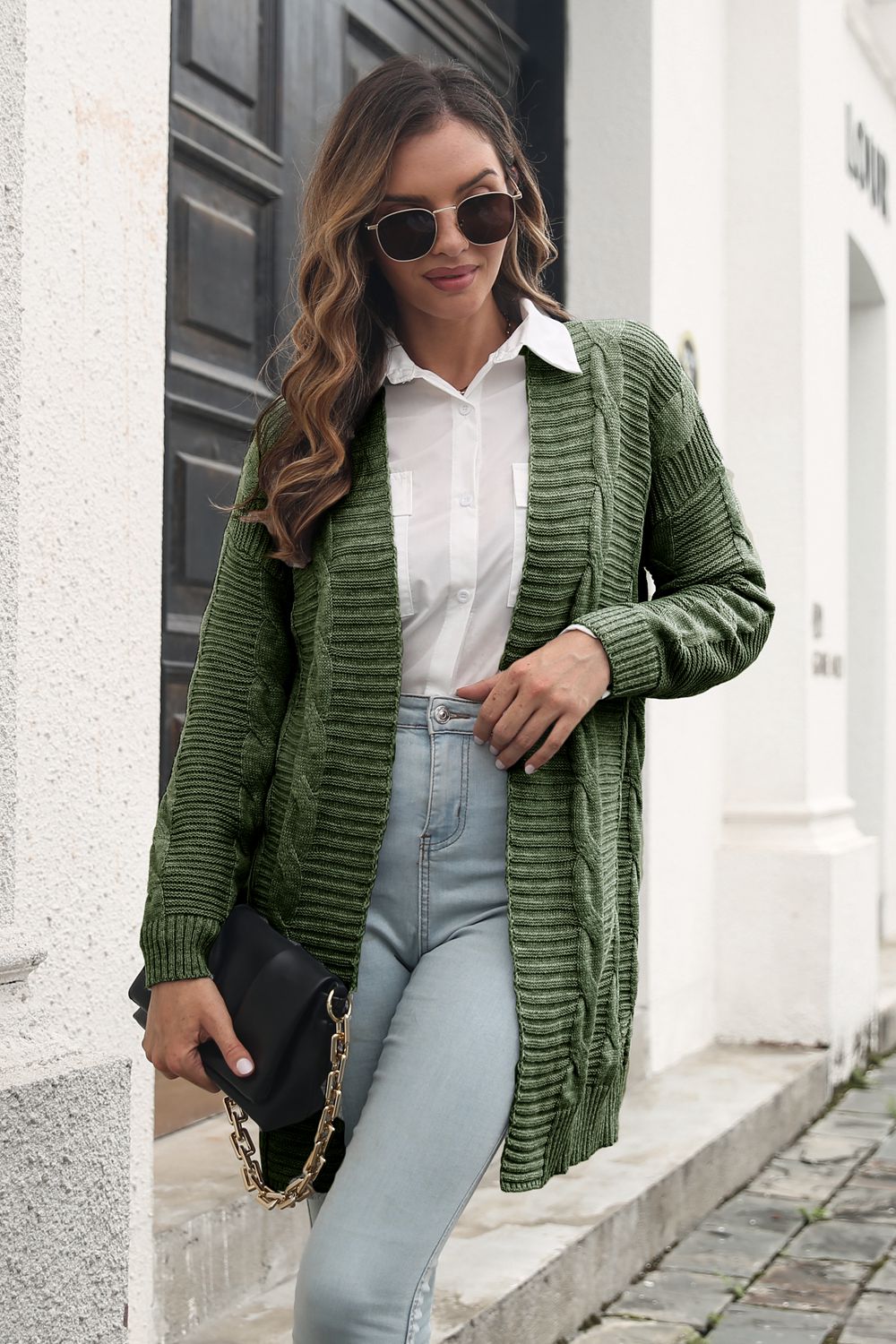 Open Front Cable-Knit Cardigan – Charming Charlie