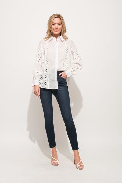 And The Why Eyelet Long Sleeve Button Down Shirt - Charming Charlie
