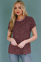 Animal Print Round Neck Short Sleeve T-Shirt - Charming Charlie