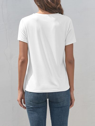 Heart Round Neck Short Sleeve T-Shirt - Charming Charlie