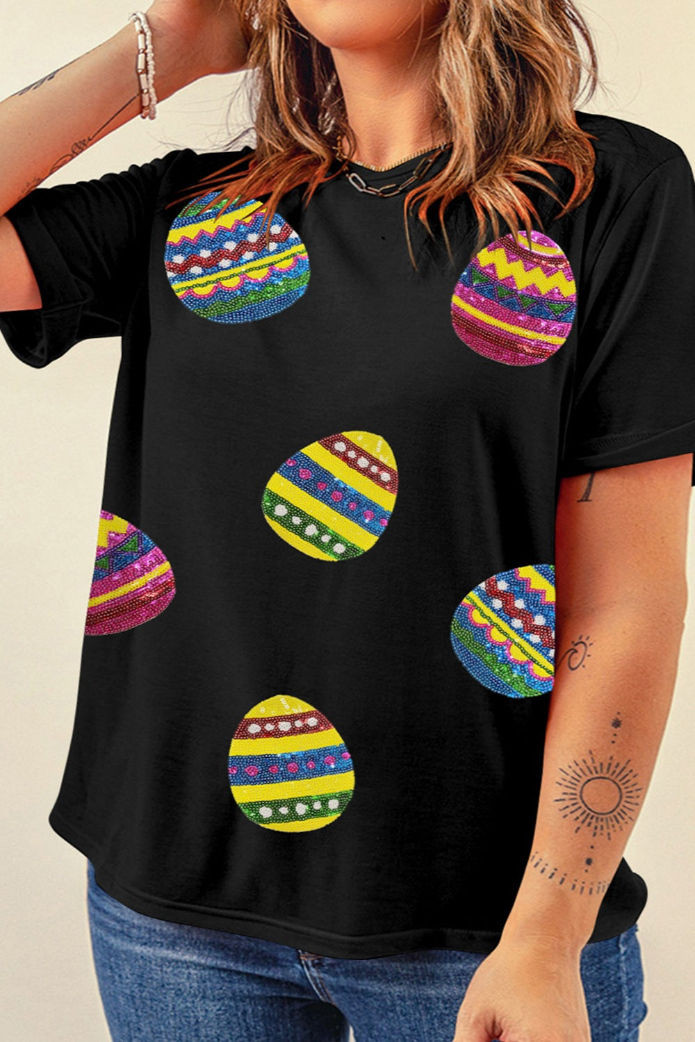 Plus Size Easter Round Neck Short Sleeve T-Shirt - Charming Charlie