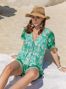 Tied Printed Short Sleeve Romper - Charming Charlie