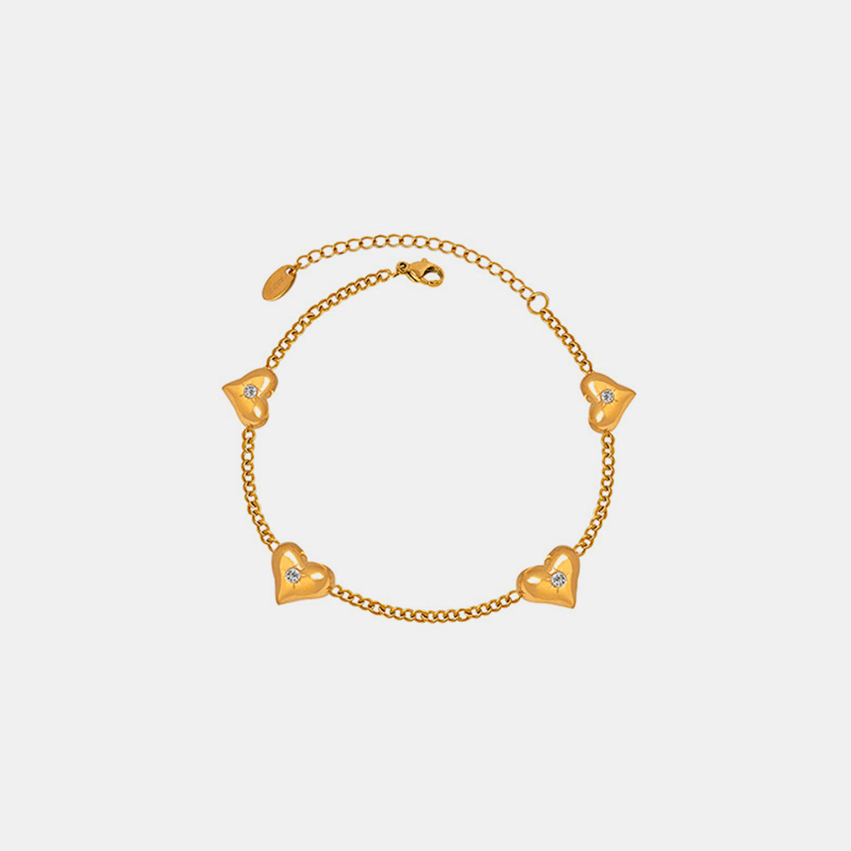 Titanium Steel Zircon Heart Bracelet - Charming Charlie