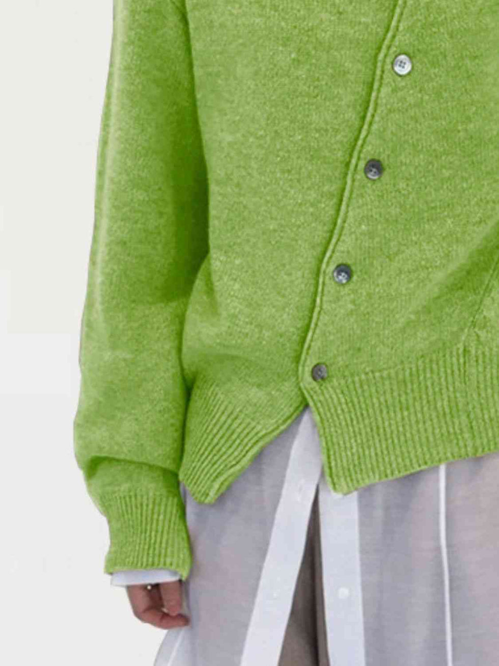 Striped Button Up Dropped Shoulder Cardigan