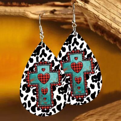 PU Leather Iron Hook Teardrop Earrings - Charming Charlie