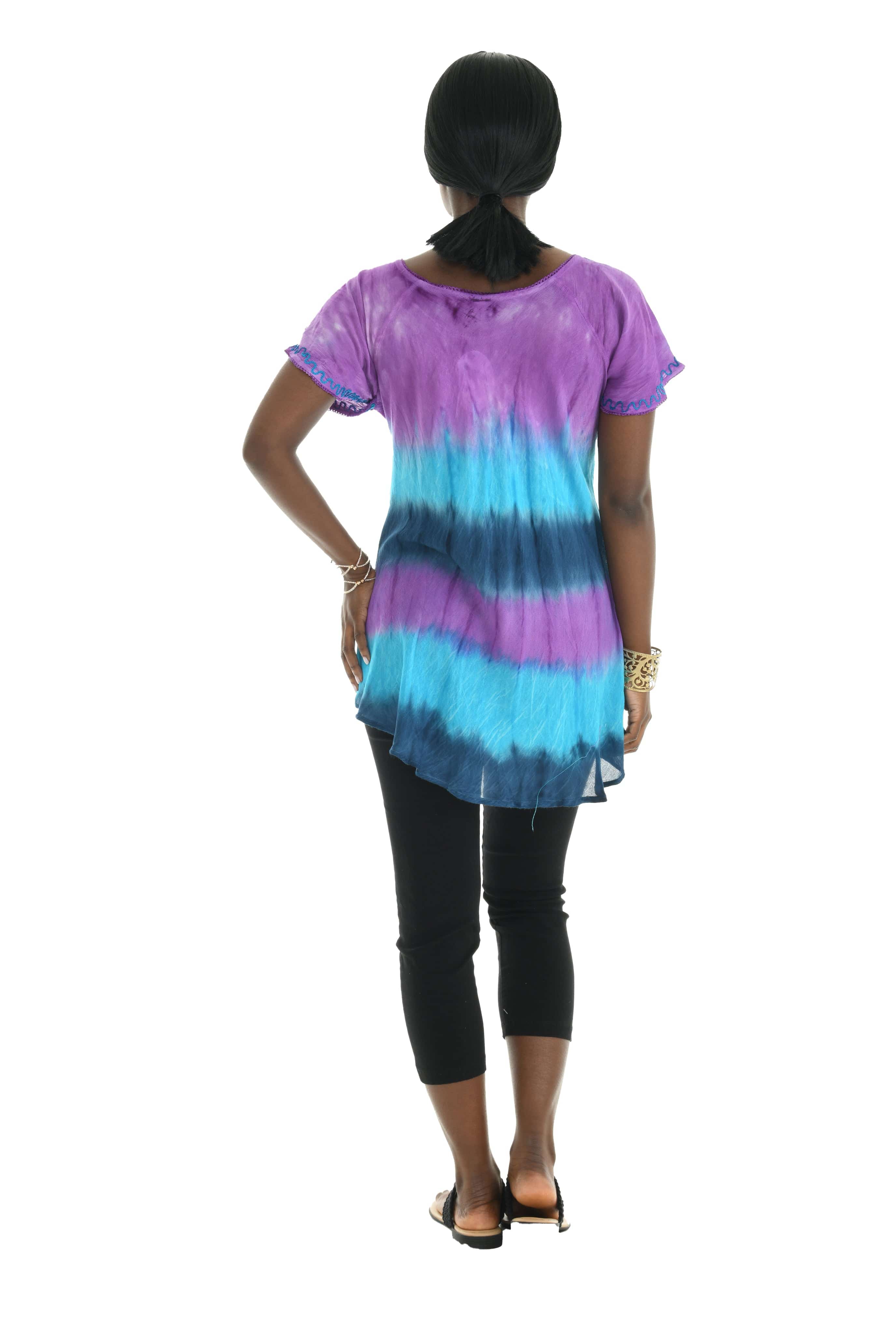 Tie-Dye Floral V-Neck Top - Shoreline Wear, Inc.