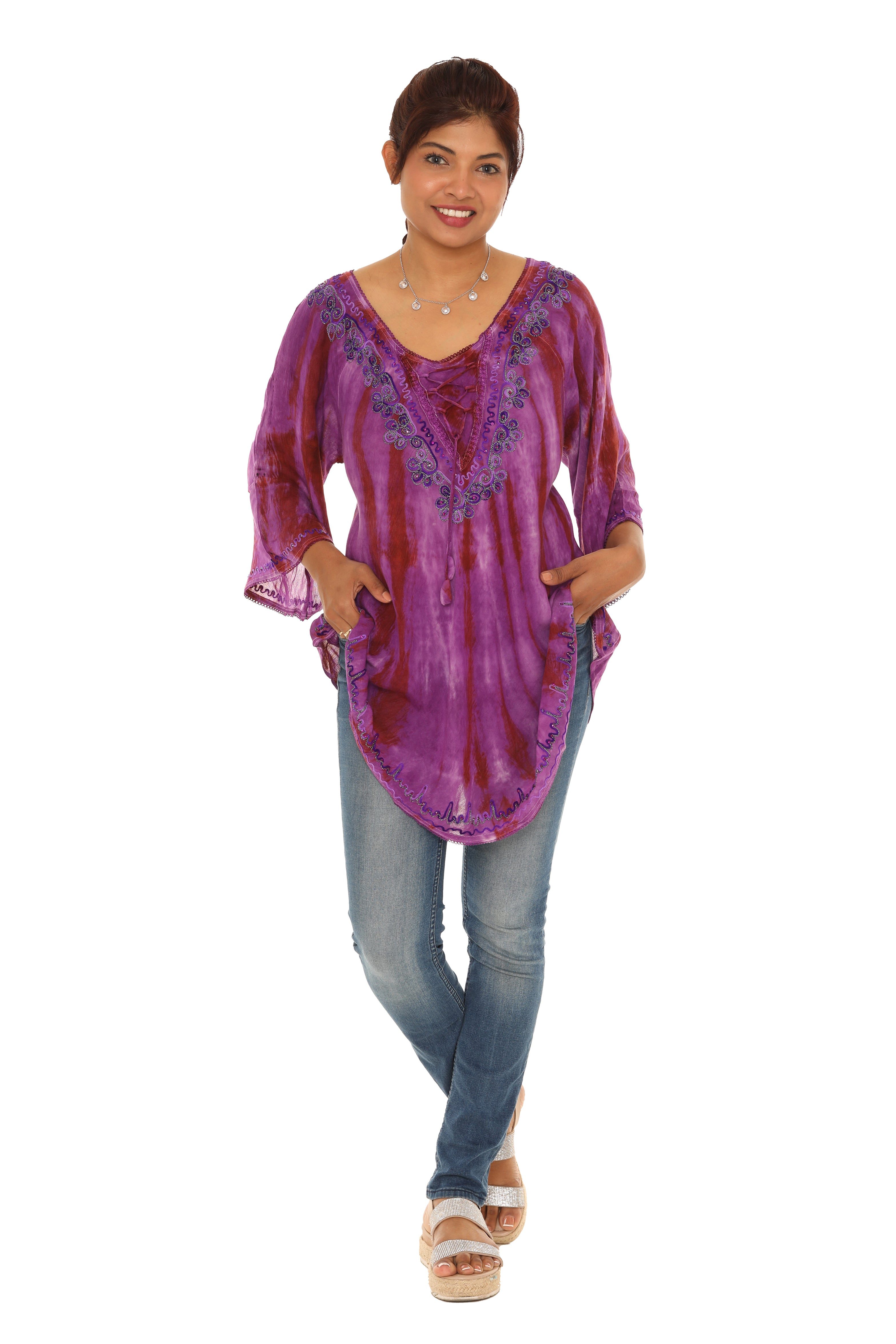 Tie-Dye Tiger Print Rayon Tunic