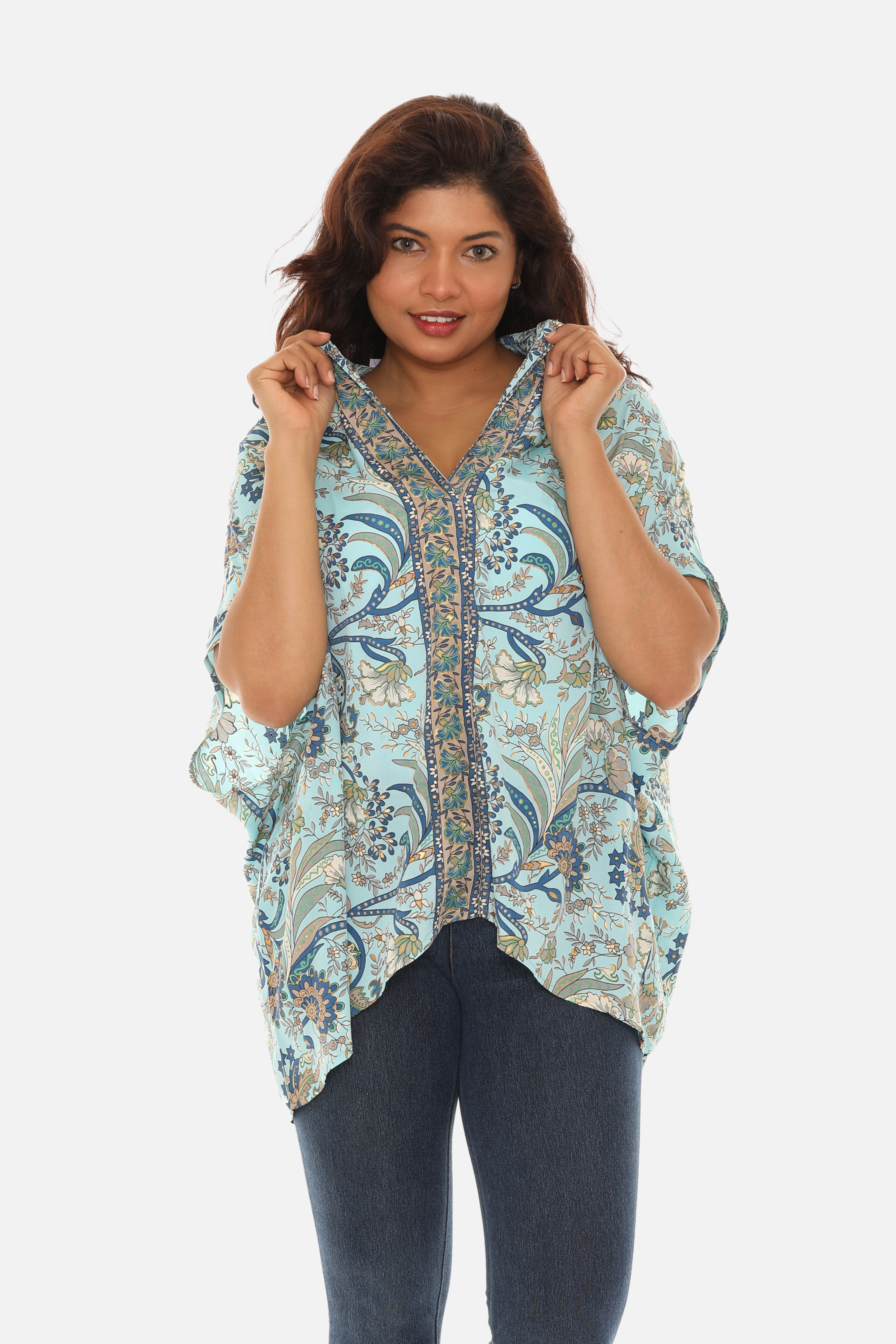 Printed Leaves Caftan for Women - Charming Charlie
