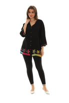 Rayon Button Up Rainbow Star Top - Charming Charlie