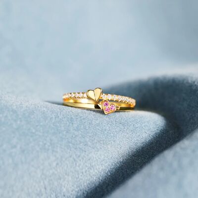 18K Gold-Plated 925 Sterling Silver Double-Layered Ring - Charming Charlie