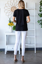 Heimish Lace Detail V-Neck Short Sleeve T-Shirt - Charming Charlie