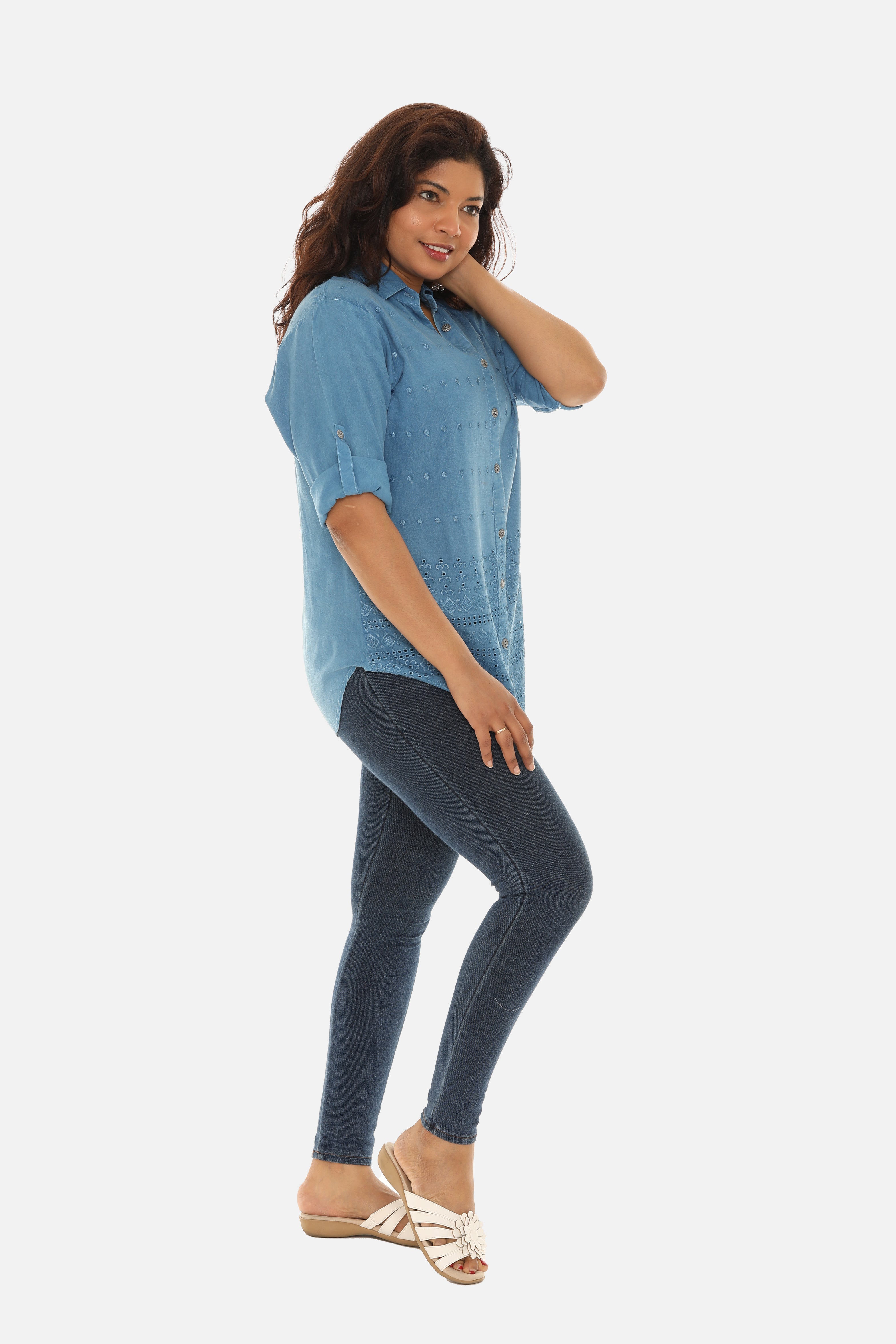 Embroidered Hem Women's Button Down Shirt - Charming Charlie