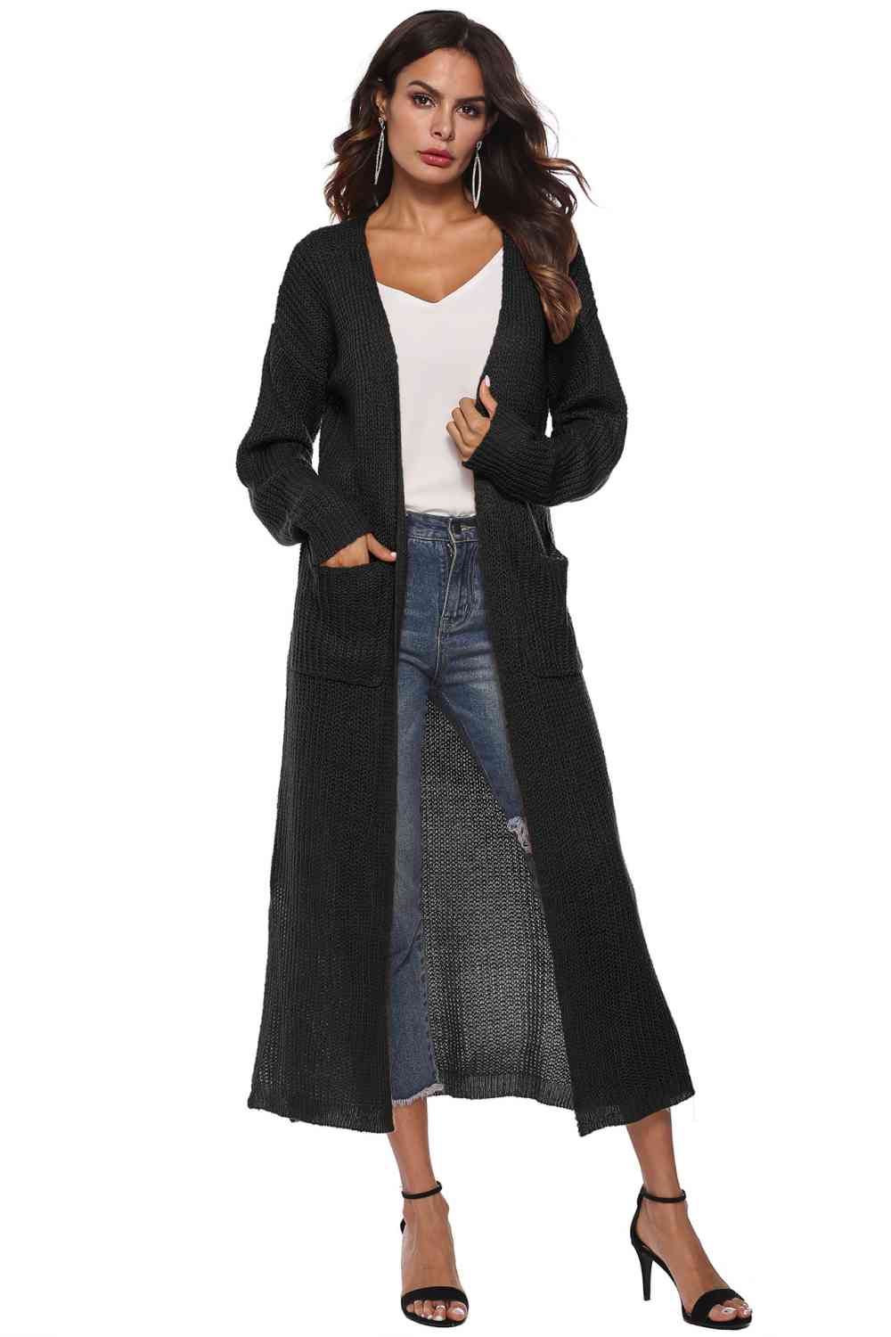 Long Sleeve Open Front Buttoned Cardigan - Charming Charlie