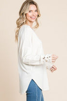Culture Code Full Size V-Neck Dropped Shoulder Blouse - Charming Charlie
