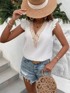 Full Size Ruffled V-Neck Tank - Charming Charlie