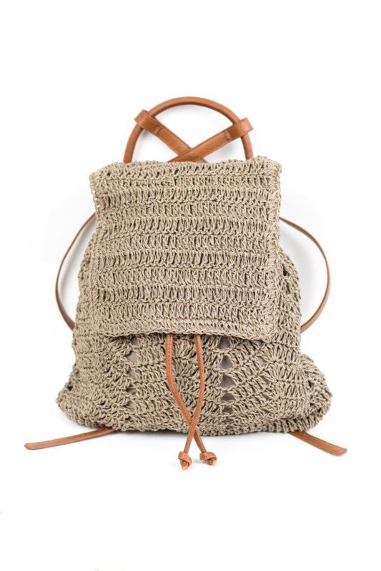 Woven Straw Backpack Handbag- Two Colors — DazzleBar
