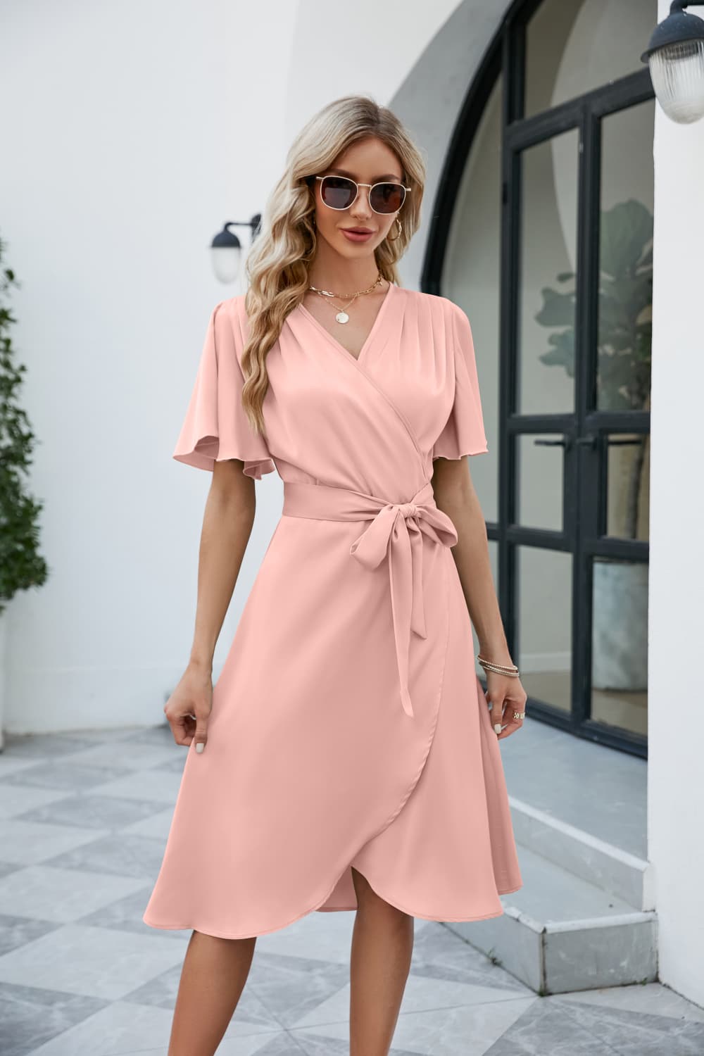 Flutter tie clearance waist dress