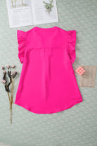 Ruffled Notched Cap Sleeve Blouse - Charming Charlie